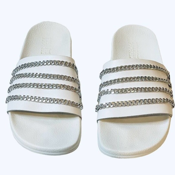 Barneys New York Shoes - Barneys New York Women’s Leather Rubber Pool Slide Flats White Size 7